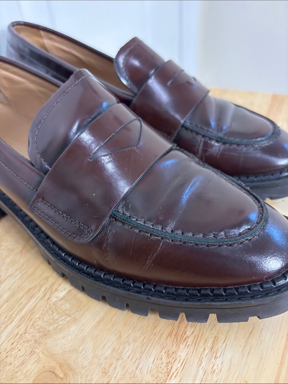 & Other Stories Brown Chunky Penny Loafers with Lug Sole size 8 - Picture 5 of 12